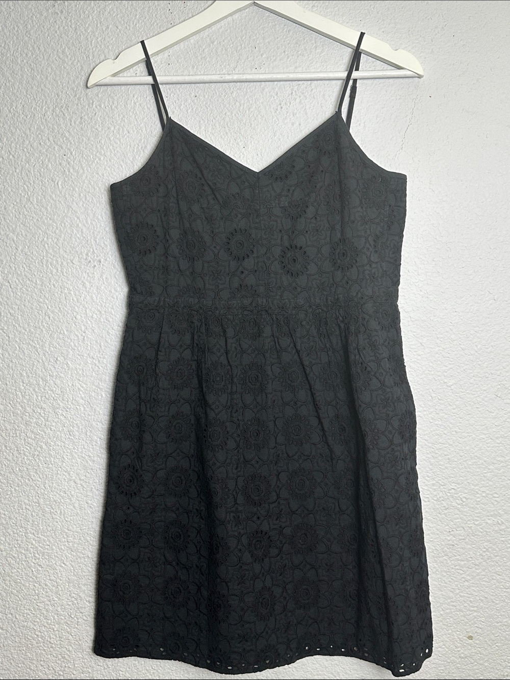 Madewell Black Mini Dress Eyelet Sleeveless Cotton Womens Size 6